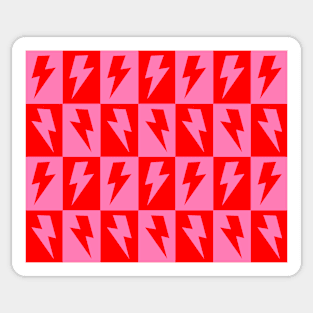 Pink and Red Lightning Check Sticker